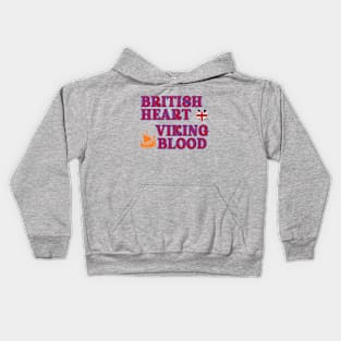 British Heart Viking Blood. Gift ideas for historical enthusiasts. Kids Hoodie